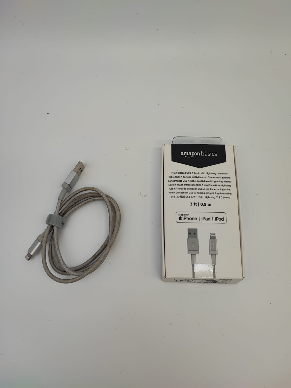 Amazon Basics Verbindungskabel Lightning auf USB-A, Nylon-umantelt