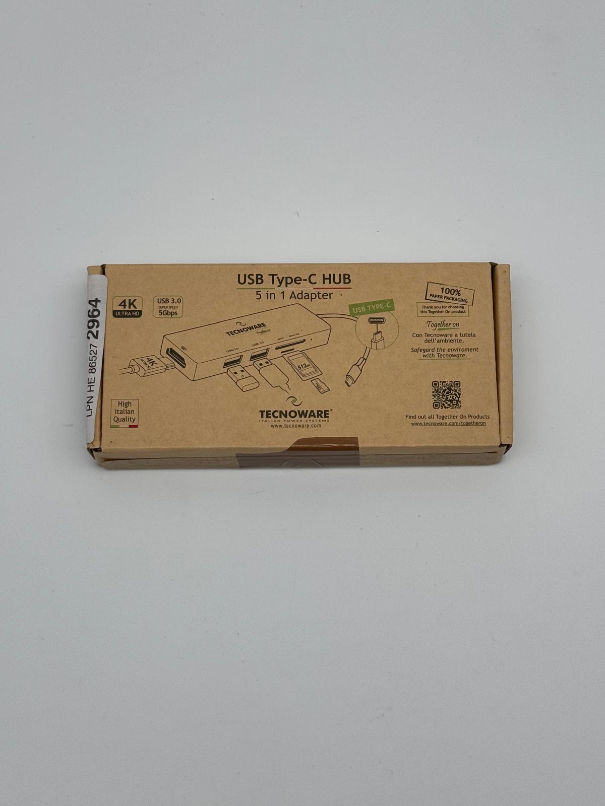 Tecnoware USB-C Hub 5-in-1 – Adapter für Notebook, Tablet, Smartphone