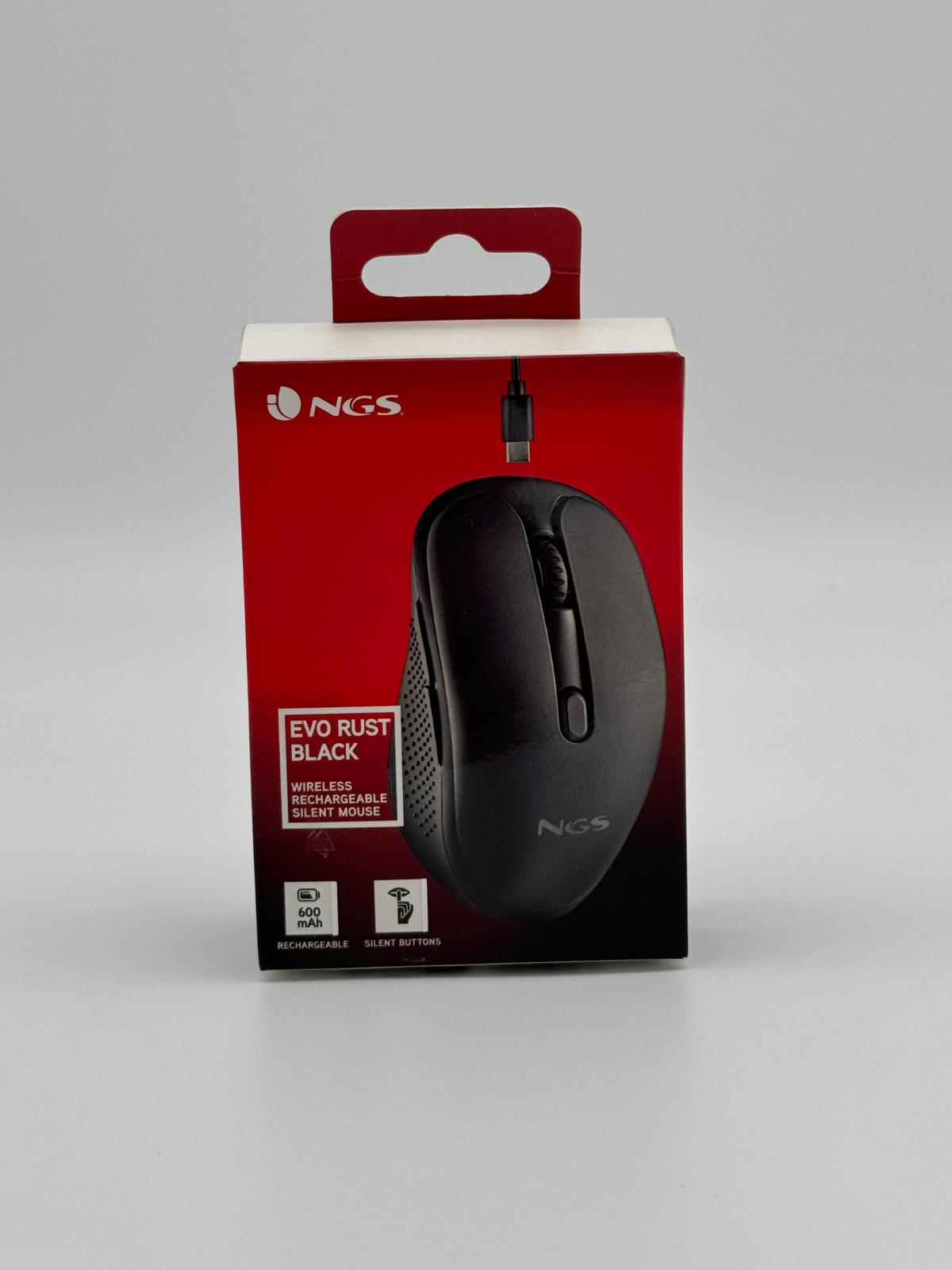 Ngs Evo Rust Wireless Mouse Rechargeable Battery Up To 1600 Dpi Black