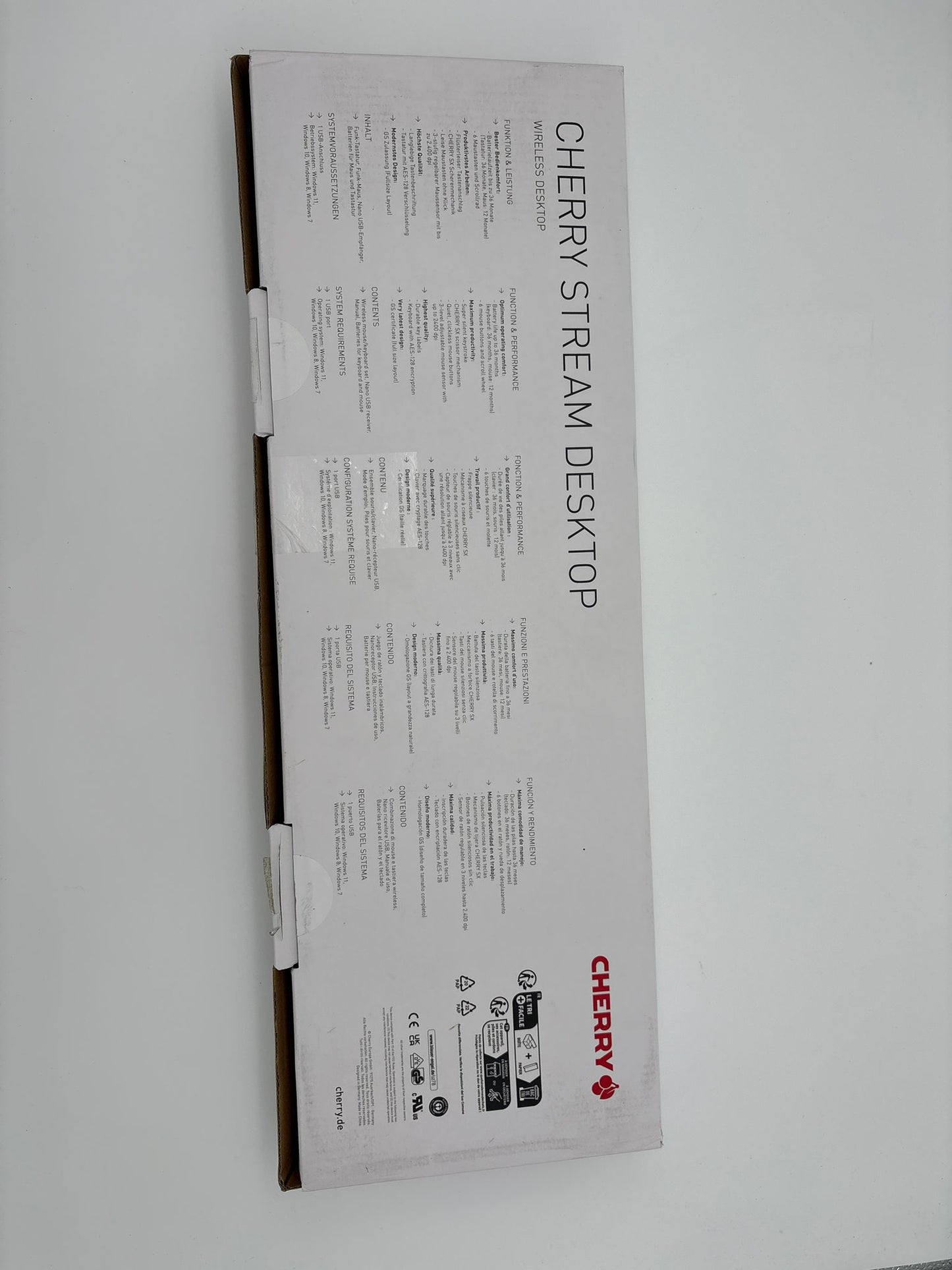 CHERRY STREAM DESKTOP, Kabelloses Tastatur- und Maus-Set, EU-Layout (QWERTY), 2,4 GHz Funk, Leiser T